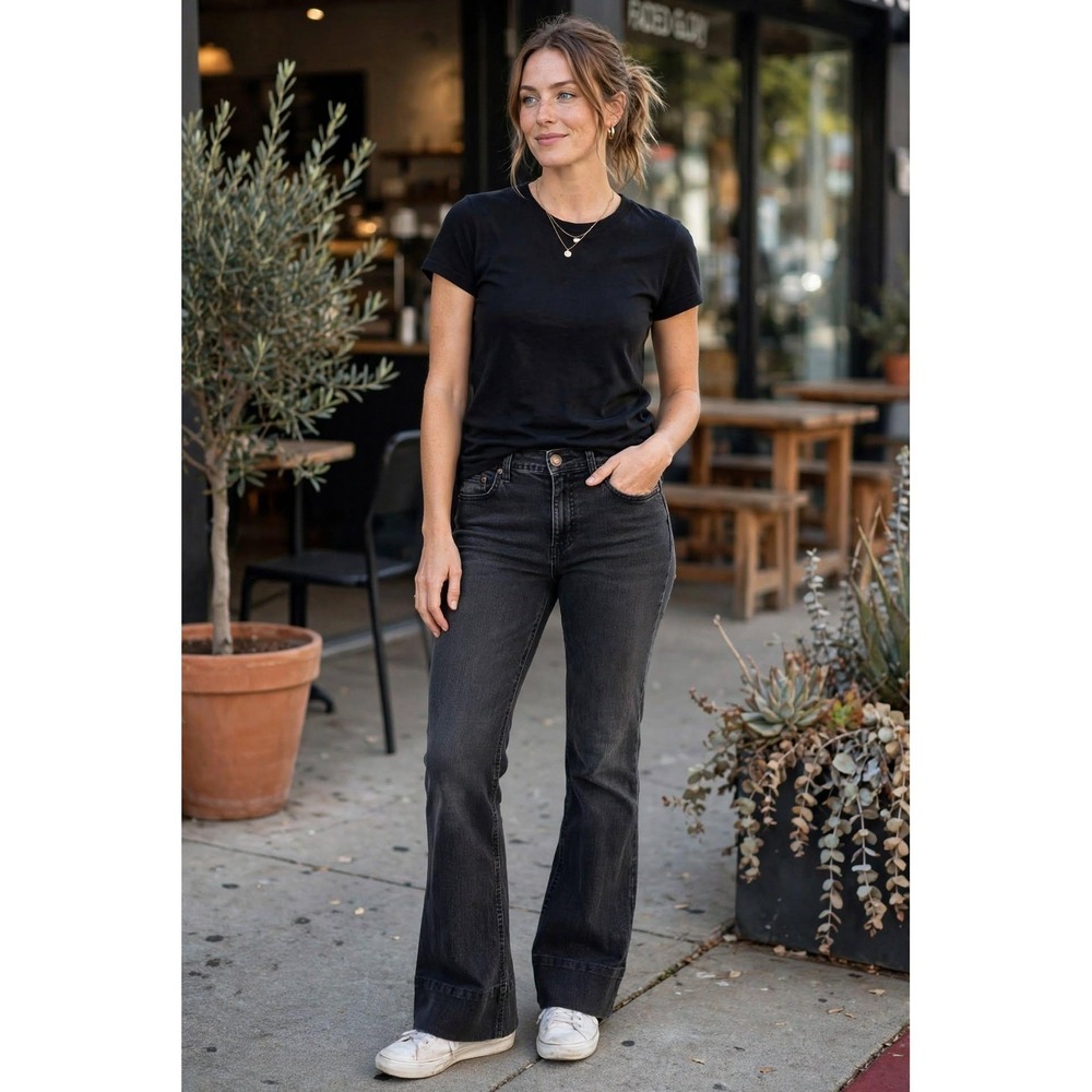 Faded Glory Womens Size 12 Bootcut Jeans Black Faded Stretch Denim Casual